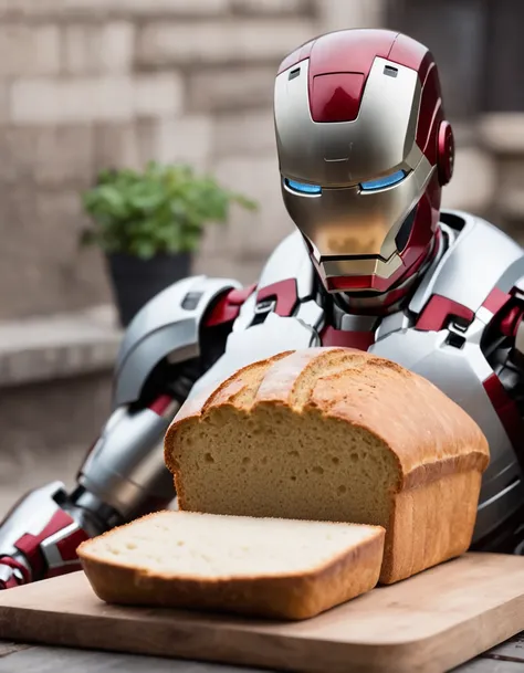 ironman baking a loaf of bread