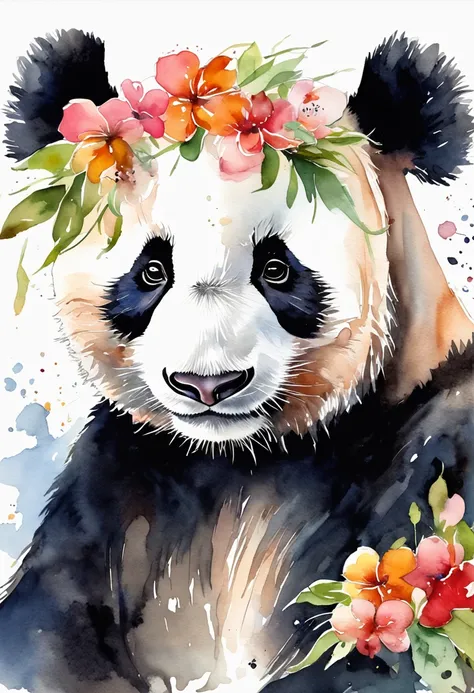 Um panda bonito e uma abelha fofa