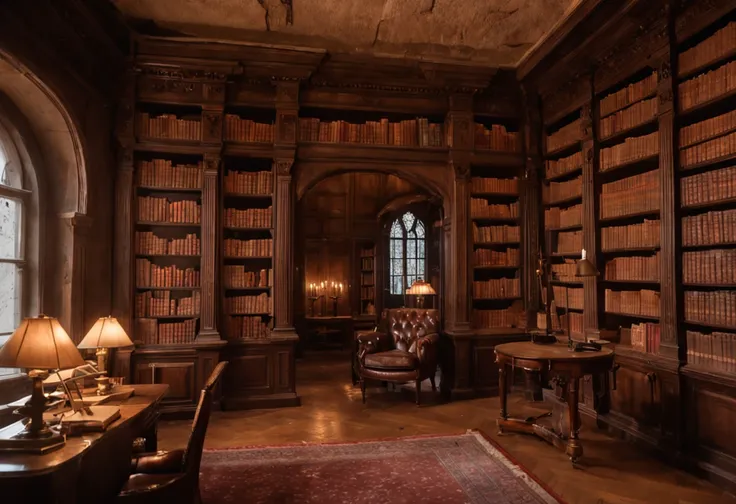 "RAW photo, best, masterpiece, best quality, high quality, extremely detailed, a dimly lit room with a bookshelf full of books, library background, library interior background, elegant library, magical library, gothic epic library, great library , old libr...