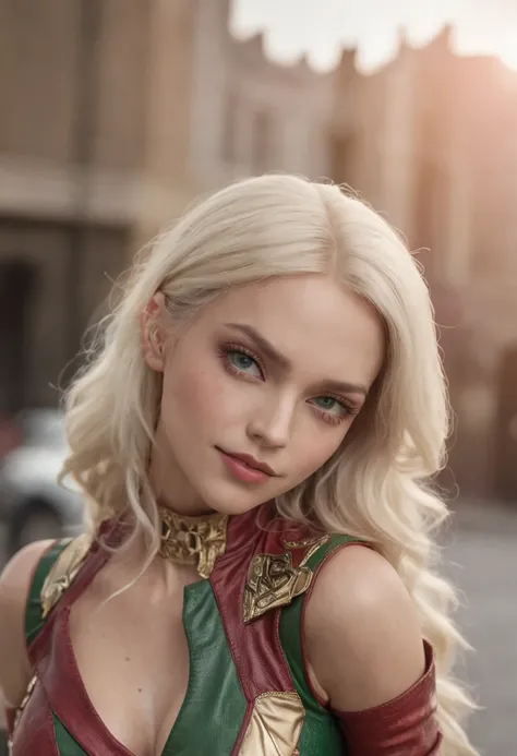 "(masterpiece, CGI:1.4),(8k RAW photo, best quality, masterpiece:1.2) ultra-detailed official art, photo-realistic:1.37, upper body shot, DC harley quinn, beautiful blonde, green eyes, film grain, action pose",perfecteyes