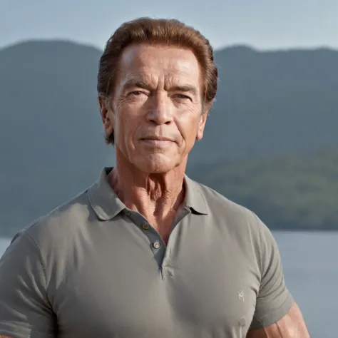 (master part), (Extremamente complicado:1.3), (Realistic), Arnold Schwarzenegger, Natureza, verde, ao ar livre, luz solar intensa, Animais, Foto profissional de Arnold Schwarzenegger na natureza eco-consciente, Eco-consciente, ambiental, foco nítido, Drama...