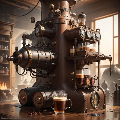 steampunkai, overcomplicated supersize coffee machine