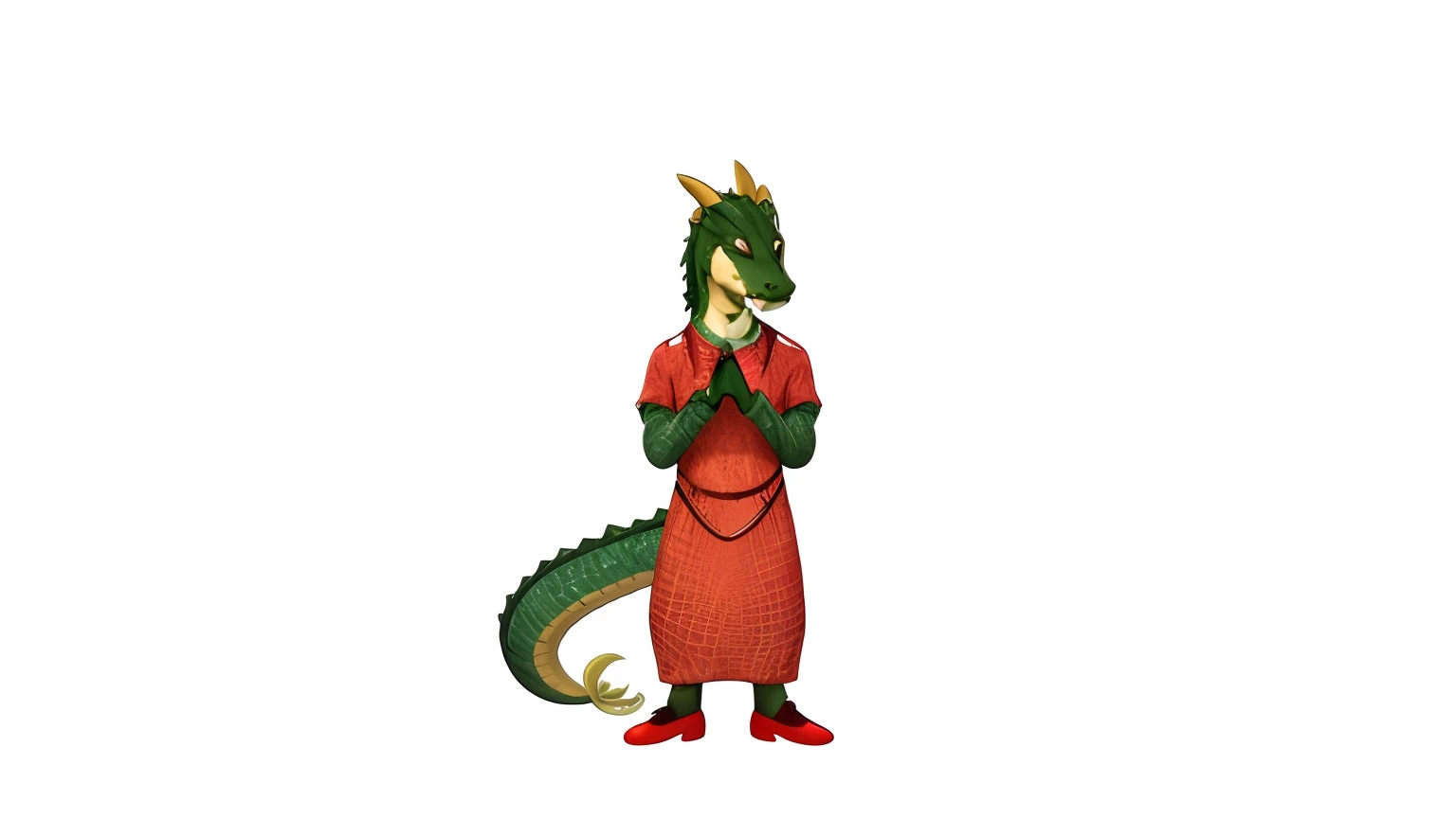 Photo realistic Animaloid human dragon in a dress