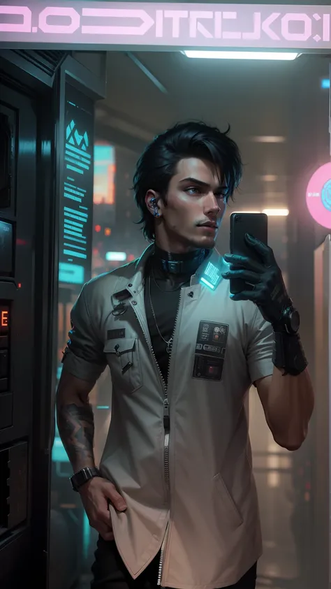 Change background to cyberpunk, handsome boy , realistic face , 8k