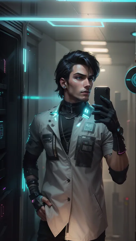 Change background to cyberpunk, handsome boy , realistic face , 8k