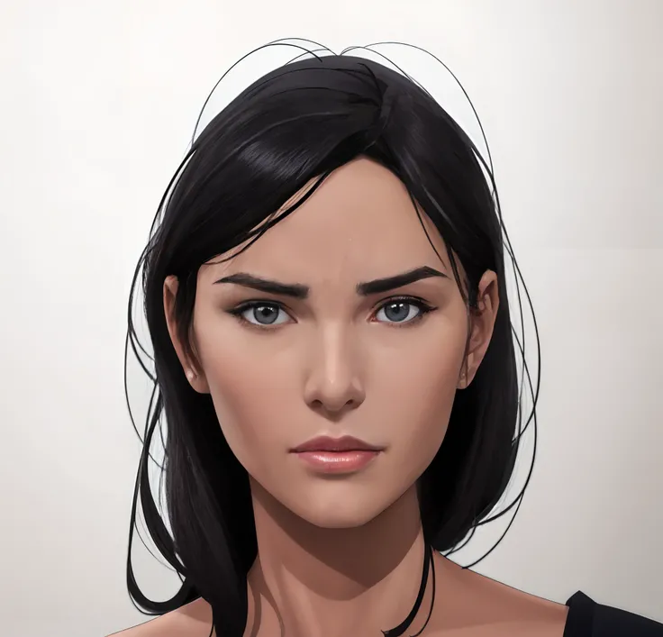 a close up of a woman with a black hair and a black top, realistically rendered face, realistic maya, realistic restored face, detailed face of a asian girl, with very highly detailed face, south east asian with round face, ealistic shaded perfect face, ac...