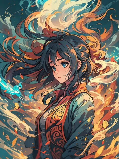 "Create a mesmerizing, high-definition artwork in an anime style featuring a captivating smoke background. Emphasize vibrant colors, intricate details, and a wide angle perspective. Enhance the composition with soft lighting and elements of fantasy."