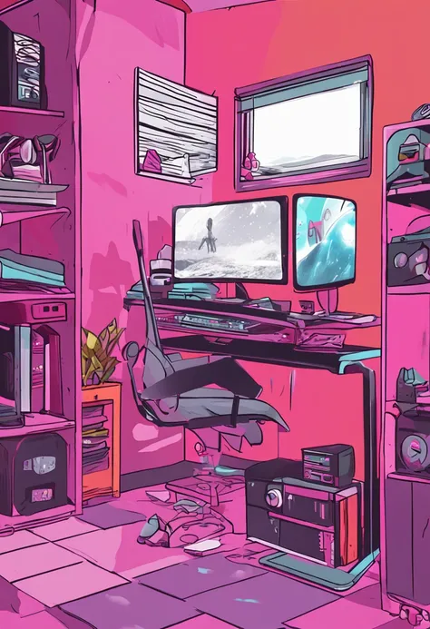 quarto gamer rosa