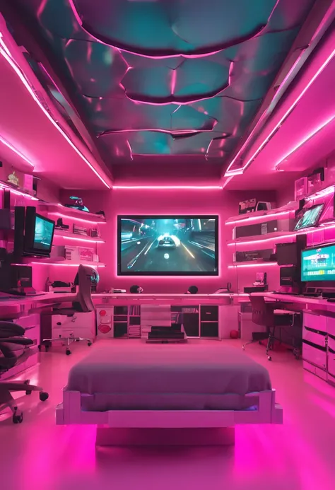 quarto gamer rosa