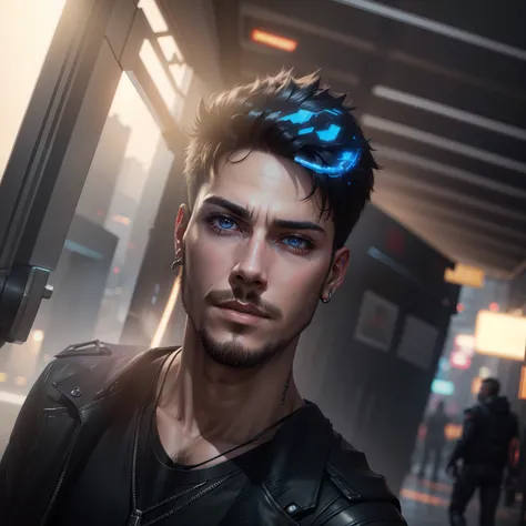 Change background cyberpunk handsome boy realistic face, 8k ultra realistic ,