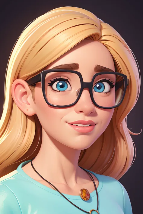 a cartoon of a woman with glasses and a necklace, retrato dos desenhos animados, digital illustration portrait, arte dos desenhos animados, detailed illustration portrait, Portrait illustration, estilo de arte dos desenhos animados, in cartoon style, caric...