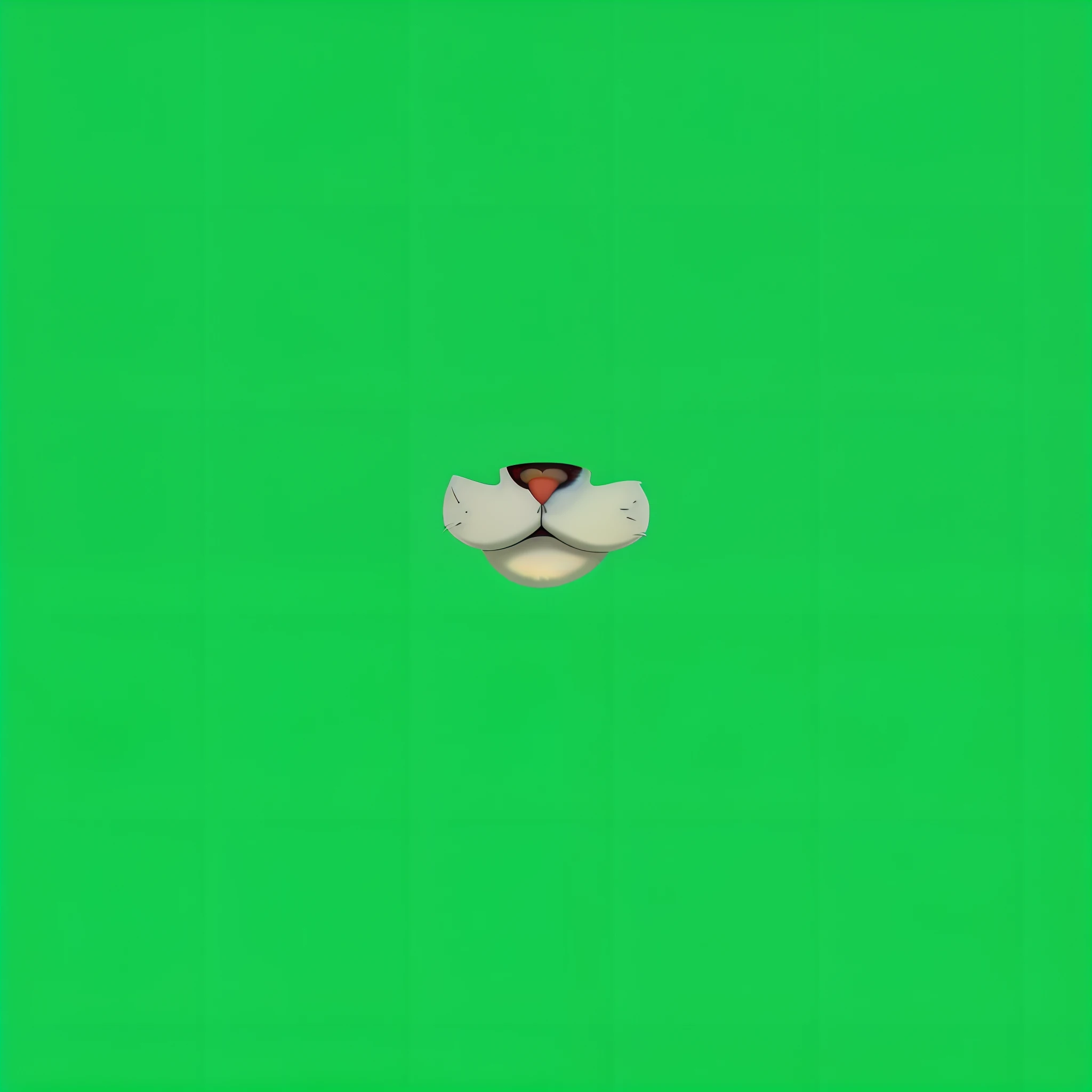 um close up do rosto de um gato em um fundo verde, cat head, quanto ele faz, Garfield Catface, 4 k hd cara de pele!!!, Background Story(solid), Stop frame animation, face do rato, emote twitch, mouse head, the cat is smiling, fundo de tela verde, plano de ...