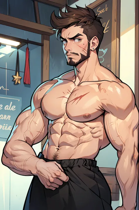 marco diaz, adult marco diaz, muscular body, imposing body,imposing appearance, muscular arms, muscular legs, only body, trapezo...