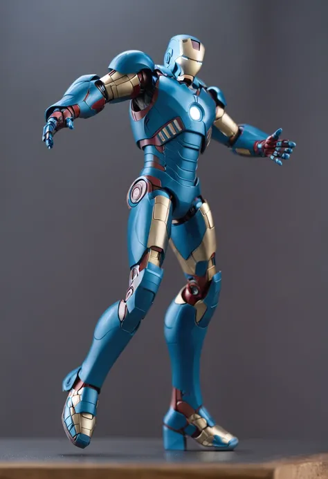 Crea un Iron Man en toneladas de azul y whithe