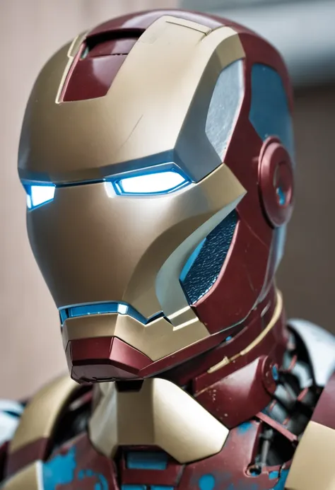 Crea un Iron Man en toneladas de azul y whithe