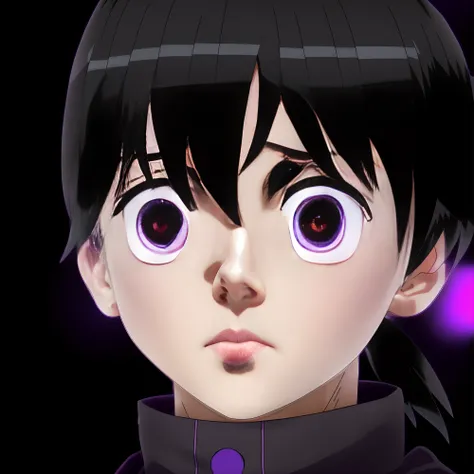 anime boy with black hair and purple eyes staring at something, highly detailed angry anime face, perfect anime face, shinji, detailed anime face, vector shaded anime, black hair and large eyes, black anime pupils in her eyes, young anime man, detailed ani...