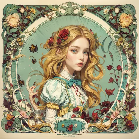 Alice in wonderland Art Nouveau style