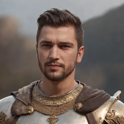 (Professional 3D rendering:1.3) de (Realistic:1.3) foto de arte mais bonita do mundo，soft features, Brilliant male Thracian kings, ((Thracian king Muscular adult Wet hero serious look short hair little beard and happy expression in dynamic pose, fantastic ...