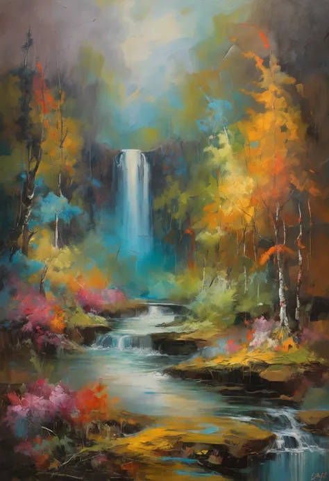 (((oil painting style))), ((top quality)), (masterpiece: 1.5), (8 k CG wallpaper), (forest of endless fantasy, illusion, a white wolf,drinking water from a river, abstract: 1.4),(Masterpiece :1.3),(Fluorescent, complex, surreal, amazing, Incredible, serene...