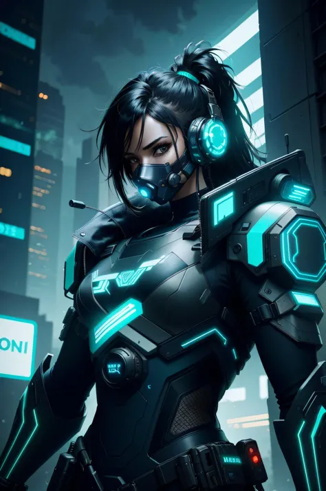 a close up of a person in a futuristic suit with a gun, digital cyberpunk anime art, cyberpunk anime girl mech, cyberpunk art style, advanced digital cyberpunk art, jet black haired cyberpunk girl, anime cyberpunk art, digital cyberpunk - anime art, cyberp...