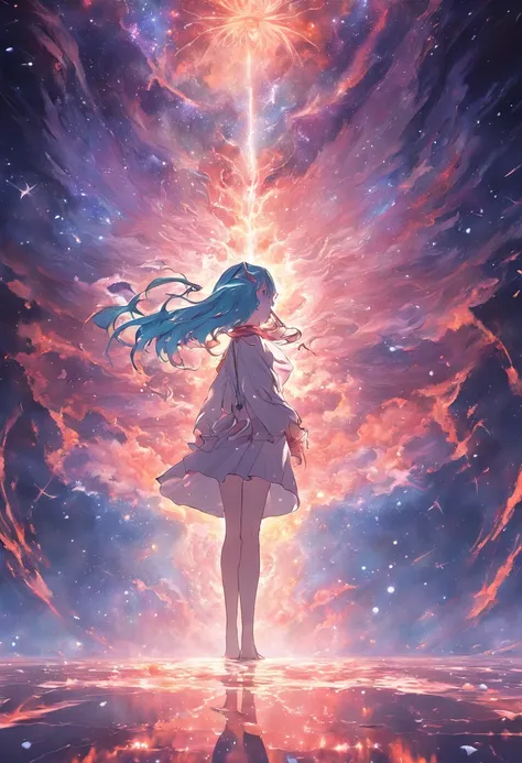 Scene of the appearance of an angel from an unimaginably spectacular glowing cloud、Fractal Nebula Thread、cosmic entity、Um ser celestial、kosmos、Vibrant and vivid、Whirlpool、Revolutions、Unreal、highly contrast、symbiosis、magia、Mystical、Mystical、surrealistic、Hyp...