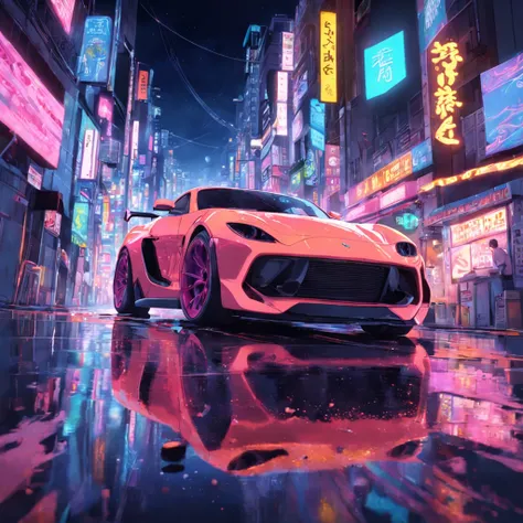 obra-prima, melhor qualidade, filme ainda, a turned car, neon color