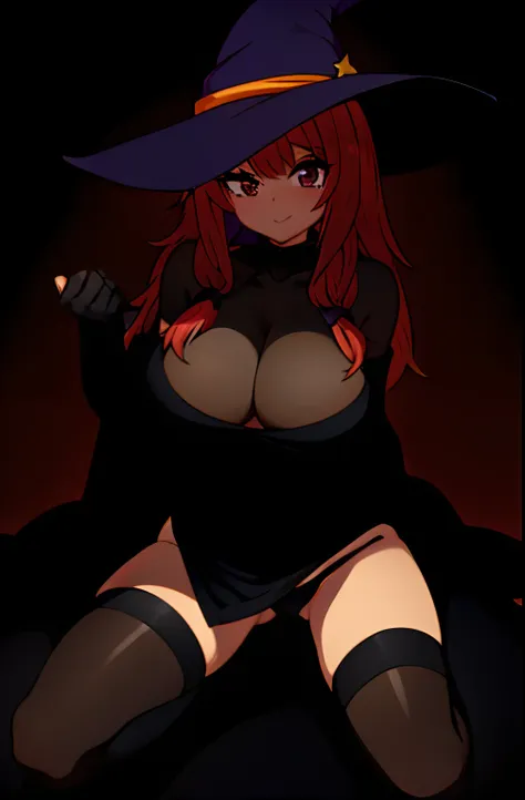 a cartoon image of a sexy witch with a star on her hat, flirty anime witch, thicc, mighty plump female sorceress, witch academia, marin kitagawa fanart, commission for high res, ayaka genshin impact, pretty sorceress, fullbody commission for, witch girl, l...