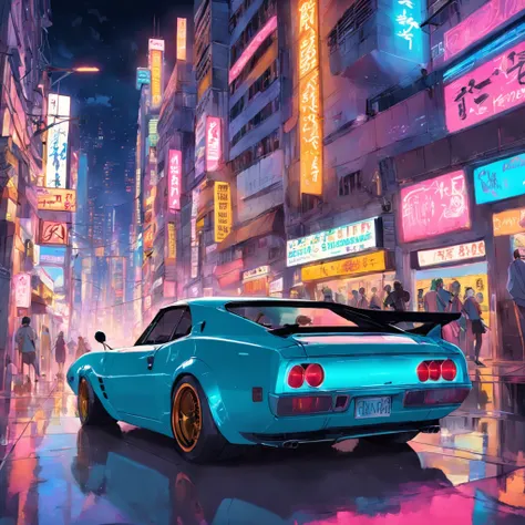 obra-prima, melhor qualidade, filme ainda, a turned car, neon color