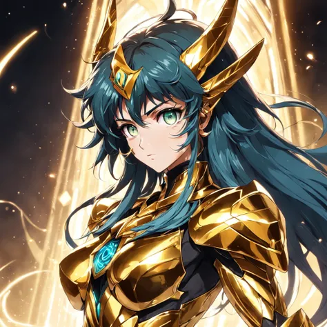 Gold Saint Seiya，warriors，battle hardened，Gold Warframe，Ornate ornamentation，sharp，Strong body，Clear lines，Determination，Mysterious runes，Around the peculiar light。