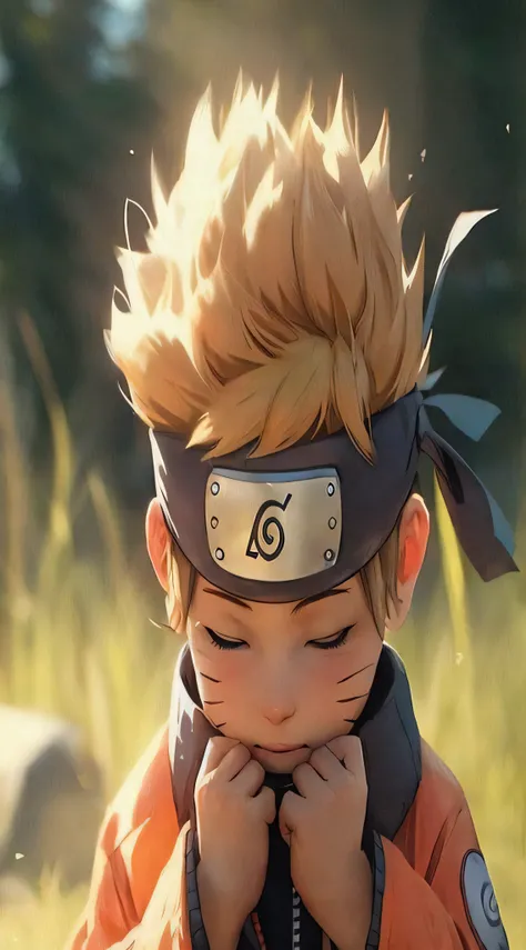 Anime boy with a headband and a jacket in a field, naruto artstyle, naruto uzumaki, estilo anime. 8k, Estilo anime 3D realista, menino anime, painting digital adorable, Arte no estilo de Guweiz, personagem estilo anime, arte de anime em alta, personagem de...