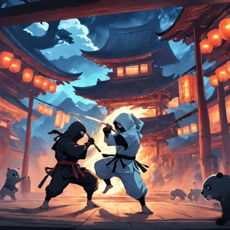 ninja fighting a panda