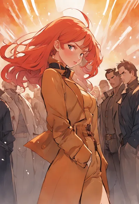 Close-up of people in trench coats and jeans, official character art, official character illustration, adam hughes, character art closeup, Women researchers, full body portrait of jean grey, detailed character art, detailed character portrait, Comic book c...