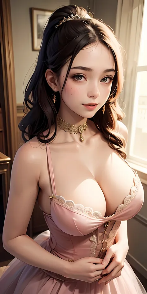 realisticlying，13yo girl，Wearing classical ballet costumes，Face Real，Smile，Cleavage emphasis，Opera House，Breasts enlarged，Cleavage emphasis，Chest zoom，Chest zoom