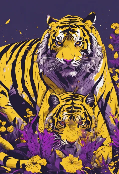 tiger yellow and purple