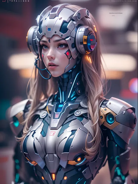 (masutepiece, humanoide robot:1.3), (Captivating depiction of a robot in the form of a human adult woman:1.2), Curvaceous(Meticulously crafted to showcase the fusion of technology and aesthetics:1.2), Dark blue metallic titanium frame covers the whole body...