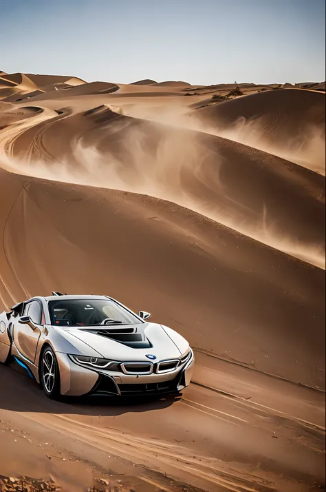 Bmw i8 fazendo drift no deserto