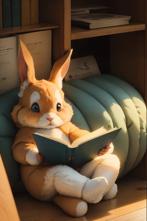 Little rabbit reading a book