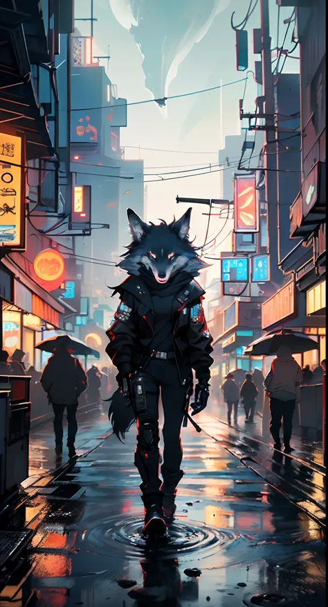 (((A mechanical wolf,cyborg wolf,cyborg-wolf,animal,wolf robot))),no human,detailed wolf,

(dynamic pose:1.0),solo focus,(centered,scale to fit dimensions,Rule of thirds),

((((cyberpunk city by the ocean,neon signs,puddles)))),stormy sky,threatening sky,d...