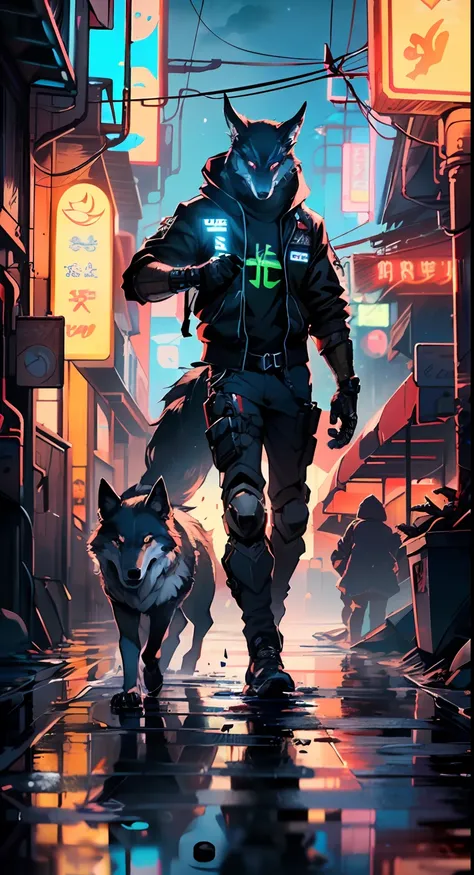 (((A mechanical wolf,cyborg wolf,cyborg-wolf,animal,wolf robot))),no human,detailed wolf,

(dynamic pose:1.0),solo focus,(centered,scale to fit dimensions,Rule of thirds),

((((cyberpunk city by the ocean,neon signs,puddles)))),stormy sky,threatening sky,d...