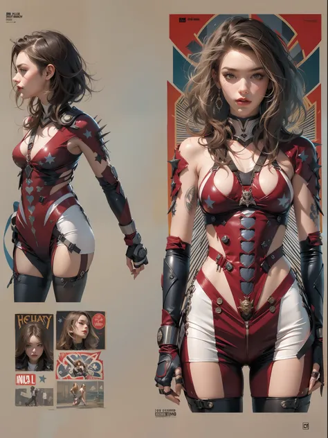 (((mulher))), (((melhor qualidade))), (((obra prima))), (((adulto))), (((1girl))), ((( corte de cabelo bob ))), Uma gladiadora cyberpunk mulher de 25 anos com corpo perfeito, shoulder pads with metal spines, Gladiadores do Brooklyn, (( corte de cabelo bob ...