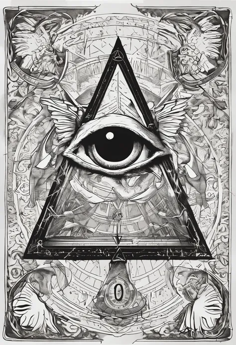 Draw a triangle，There is an eye inside, ancient symbol behind it, ( todos vendo olho ), triangle to use spell, illuminati symbol, all - seeing eye, Eye of the Illuminati, eye of providence, todos vendo olho, geometric third eye triangle, abrindo o terceiro...