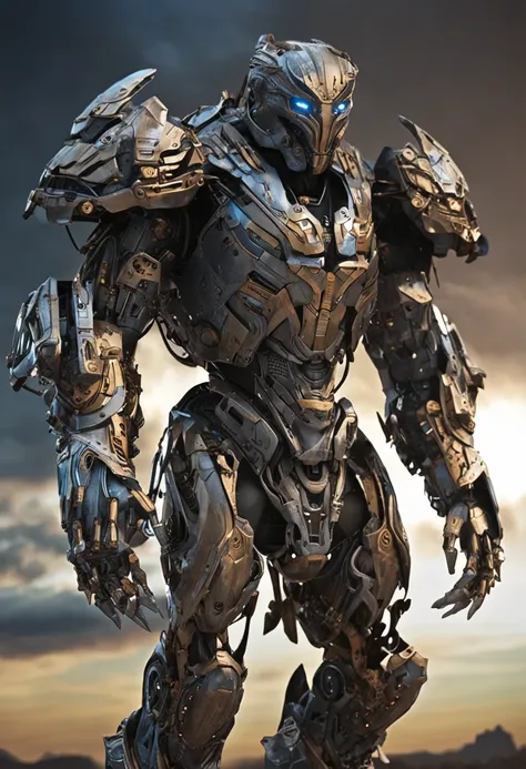 a crisp sharp full body iposing-impending-threatening stance action pose photo of an epic ultimate grand futuristic Centurian Thorgorian-Predator hybrid Imperial Warlord-warrior made of futuristic materials & alloys & sci-fi mechanical cyborg-human-android...