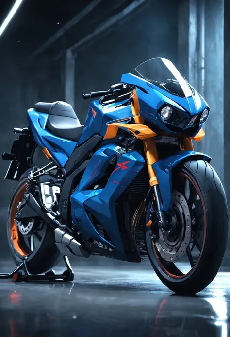 Alafed bike parked in a dark room with concrete walls, futuristic suzuki, HD wallpaper, high quality picture, profile image, front lit, by Zahari Sograf, A hyper-realistic", A hyper-realistic", Wallpaper Mobile, A hyper-realistic", A hyper-realistic", word...