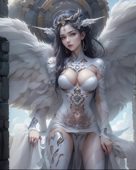 ((top-quality))、((​masterpiece))、(detaileds)、seductive succubus、Fantastic beauty、Perching on the clouds、(fantasy illustrations:1.3)、a captivating gaze、Pose Seductive、Delicate wings、Otherworldly charm、mystical sky、 (By Luis Royo:1.2)、(Yoshitaka Amano:1.1)、M...