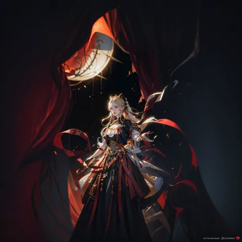 Anime girl wearing black and red dress，The background is the clock, Guweiz in Pixiv ArtStation, Guweiz on ArtStation Pixiv, Detailed digital anime art, Kushatt Krenz Key Art Women, 8K high quality detailed art, Fanart Meilleure ArtStation, highly detailed ...