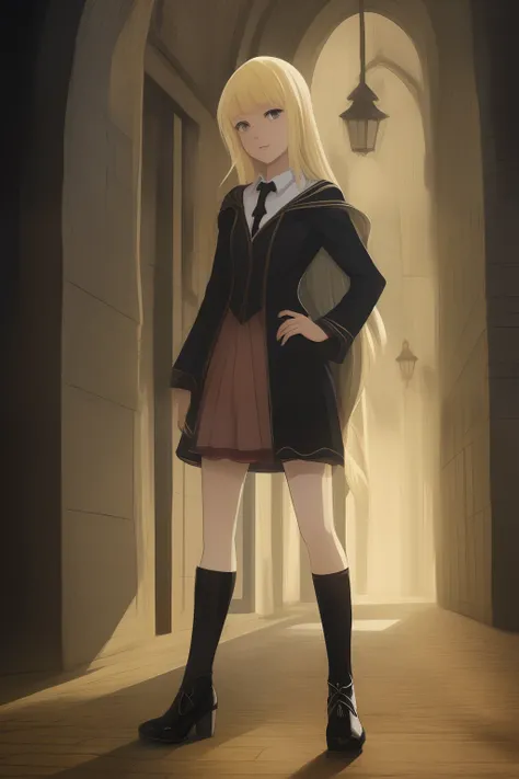 anime art blonde arrogant witch student girl