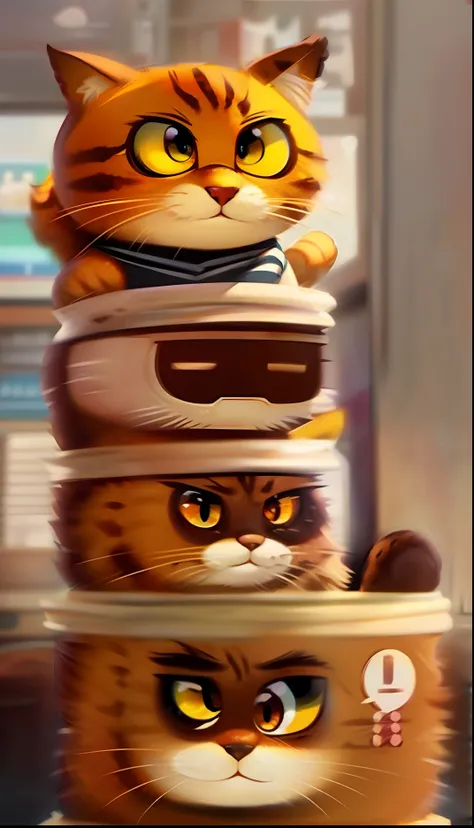 There is an image of a cartoon SMILE cat sitting in a cup , Garfield, Garfield, o gato, Com Garfield, o gato dos desenhos animados, Garfield eating bread , Quadrinhos de Garfield, Retrato de Garfield, Eldritch abomination Garfield, Garfield Catface, Highly...