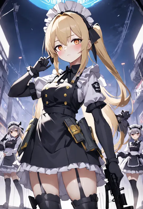 Anime maid girls line up、Equipped with night vision goggles、Equipped with night vision goggles、alignment、Armed Angel Girl Frontline Style, from girls frontline, Fine details. girls frontline, girls frontline, girls frontline cg, infantry girl, Womens Last ...