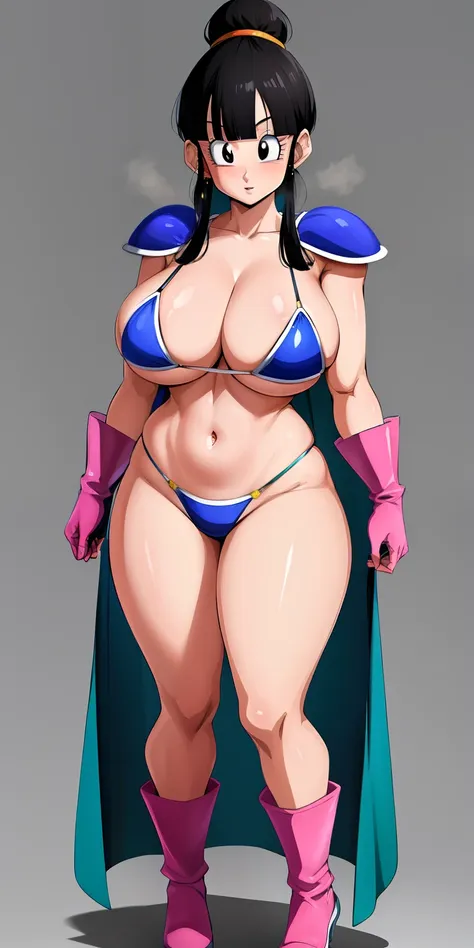 chichi_dbz, standing, solo, large_breasts, chichi_bikini_armor, masterpiece, best quality, detailed face, detailed eyes, highres...