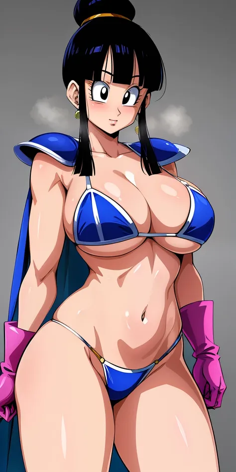 chichi_dbz, standing, solo, large_breasts, chichi_bikini_armor, masterpiece, best quality, detailed face, detailed eyes, highres...